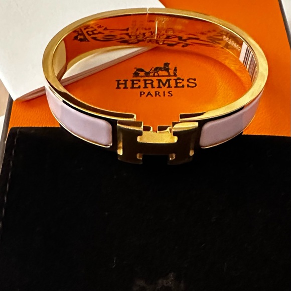 ❌SOLD ELSEWHERE❌BNIB HERMES CLIC H BRACELET ROSE DRAGEE GOLD PLATED 🦄 - Picture 8 of 10